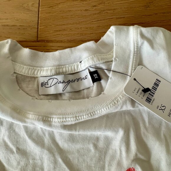 Free People x Girl Dangerous Crackled Rose Boyfriend Tee in Pink and White NWT - Picture 8 of 8